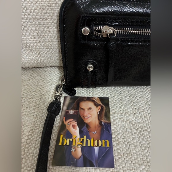 Brighton EUC Wallet/Purse, Black Leather Clutch Wristlet w/ Removable Strap - Picture 6 of 16
